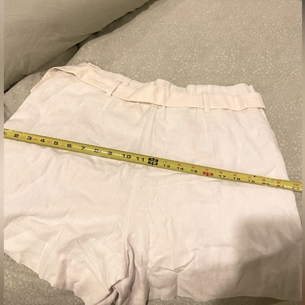 Abercrombie White Belted High Waist Linen Shorts Size L - Picture 3 of 6